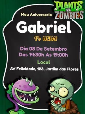 Convite de Aniversário Plants Vs Zombies para Editar Online