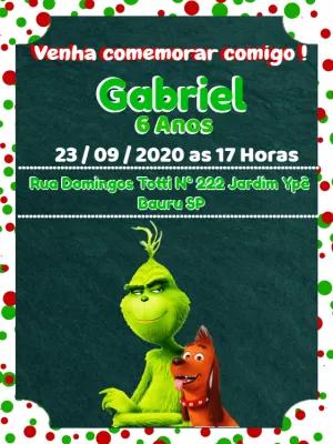 Convite Aniversário Grinch Editável para Enviar Online