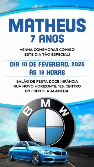 Convite de Aniversário Tema BMW Carro de Luxo para Editar