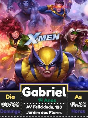 Convite de Aniversário X-Men com seus mutantes para Editar