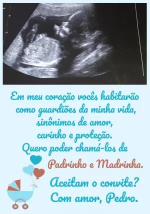 Convite Padrinhos de Batismo com Foto do Ultrassom para Editar