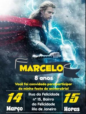 Convite de Aniversário Thor com Foto para Editar Online