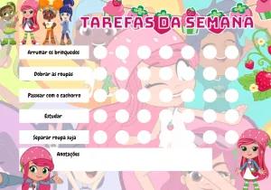 Quadro de Tarefas da Moranguinho para Editar Online e Imprimir