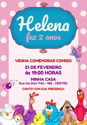 Convite Aniversário Galinha Pintadinha Rosa para Editar Online