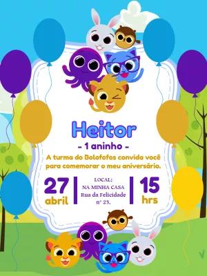 Convite de Aniversário Bolofofos para Editar Online Grátis