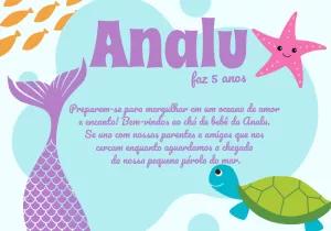 Painel de TV Chá de Bebê Sereia Fundo do Mar para Editar