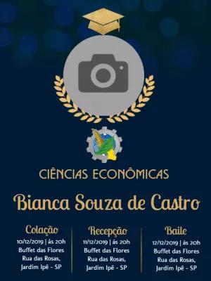 Convite Formatura Ciências Econômicas com Foto para Editar Online
