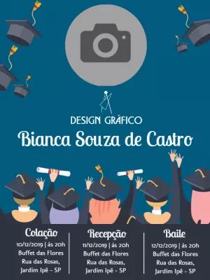 Convite de Formatura Design Gráfico com Foto para Editar Online