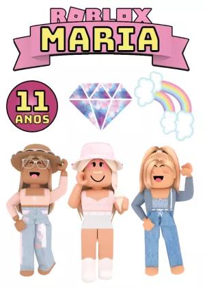 Topo de Bolo Roblox Menina com Personagens para Editar Online