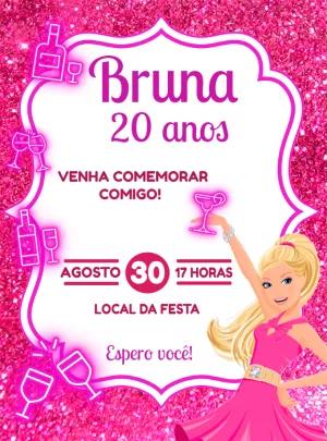 Convite Aniversário Barbie Drinks para Editar Online