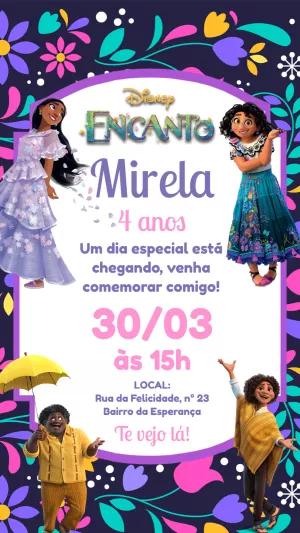 Convite Aniversário Encanto com Personagens para Editar Online