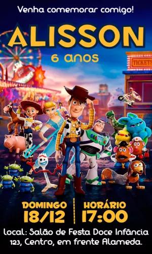 Convite de Aniversário Toy Story com Personagens para Editar
