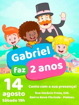 Convite de Aniversário Mundo Bita com Personagens para Editar