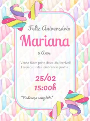 Convite de Aniversário Marshmallow Colorido para Editar Online