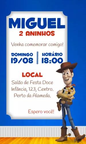 Convite Aniversário Toy Story com Woody para Editar Online