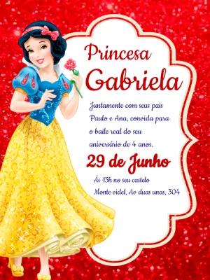 Convite de Aniversário Branca de Neve para Editar Online