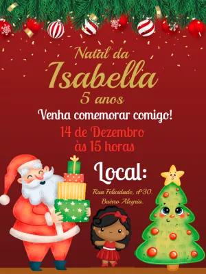 Convite de Aniversário Natalino com Papai Noel para Editar