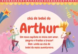 Convite Chá de Bebê Circo Editável para Enviar Online