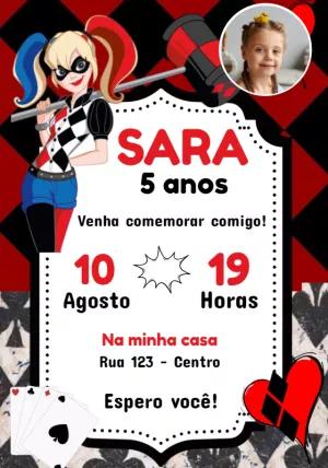 Convite Aniversário Alerquina com Foto para Editar Online