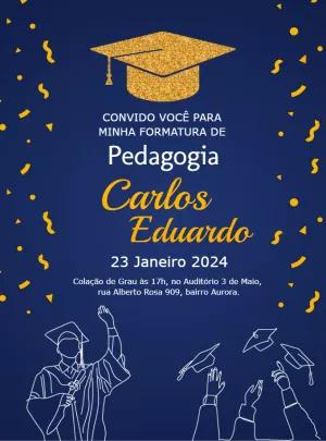 Convite Formatura Pedagogia Elegante para Editar Online