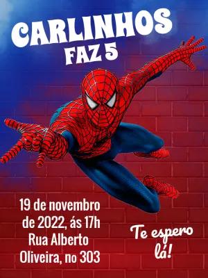 Convite de Aniversário Homem Aranha para Editar Online