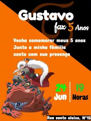 Convite Aniversário Naruto com Jiraiya para Editar Online