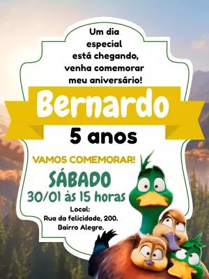 Convite de Aniversário Tema Patos para Editar Online