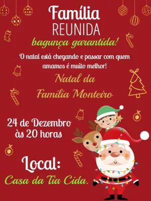 Convite de Natal em Família com Papai Noel para Editar Online