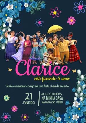 Convite de Aniversário Encanto com Personagens para Editar