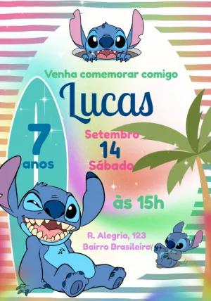 Convite de Aniversário Stitch Tropical para Editar Online