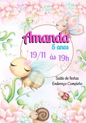 Convite de Aniversário Jardim Encantado para Editar Online