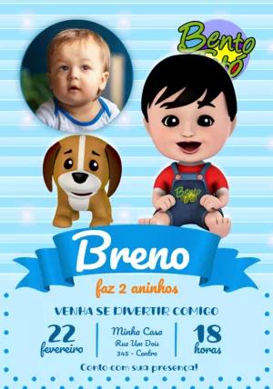 Convite Aniversário Bento e Totó com Foto para Editar Online
