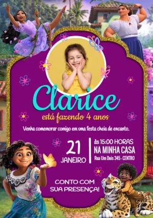 Convite Aniversário Encanto com Foto para Editar Online