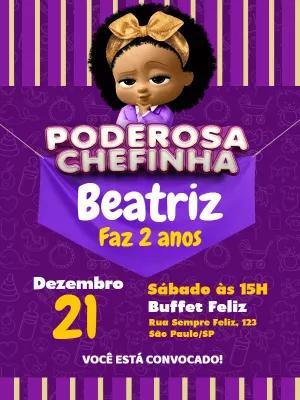 Convite Aniversário Poderosa Chefinha para Editar Online