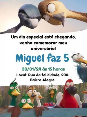 Convite de Aniversário Patos! Editável para Enviar Online