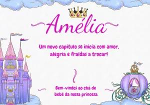 Painel de TV Chá de Bebê Princesa Editável para Festa