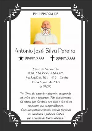 Convite Missa de Sétimo Dia com Foto para Editar Online