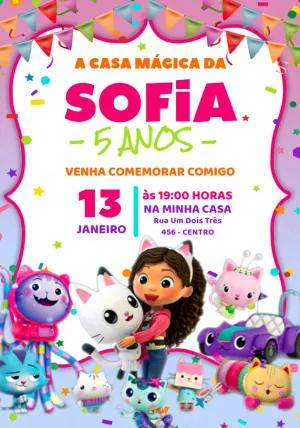 Convite Aniversário A Casa Mágica da Gabby para Editar Online