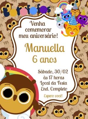 Convite Aniversário Bolofofos Editável Online para Imprimir
