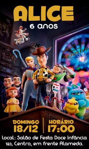 Convite de Aniversário Toy Story com Personagens para Editar