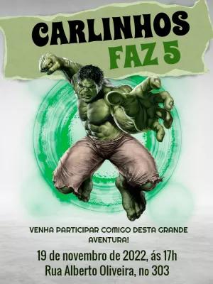 Convite de Aniversário Hulk: Crie o seu Modelo Editável Online