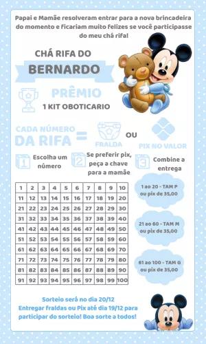 Convite Chá Rifa Mickey Baby para Editar Online e Imprimir