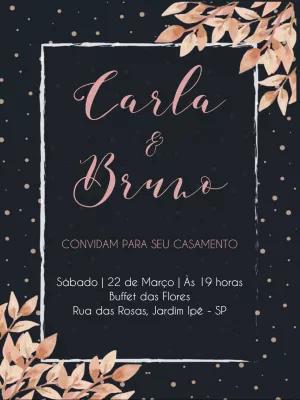 Convite de Casamento Floral Rose Gold para Editar Online