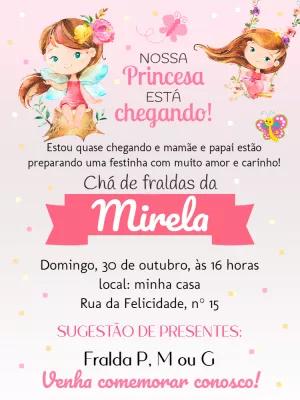 Convite Chá de Fraldas Jardim Encantado para Editar Online
