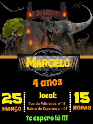 Convite Aniversário Jurassic Park com Dinossauros para Editar Online