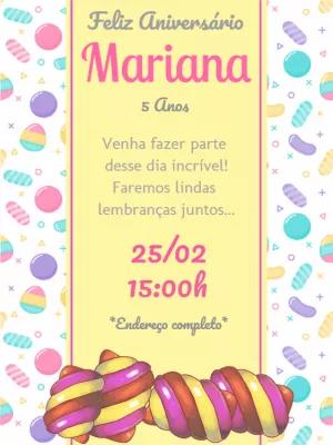 Convite de Aniversário Marshmallow Editável Online