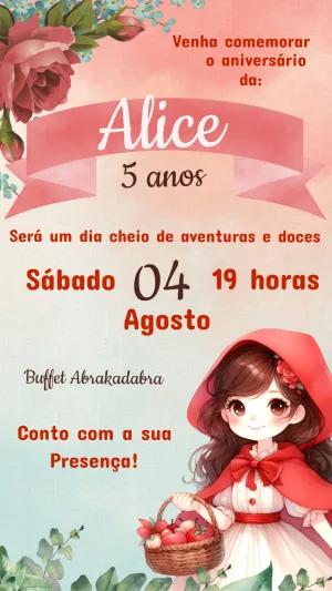 Convite Aniversário Chapeuzinho Vermelho para Editar Online