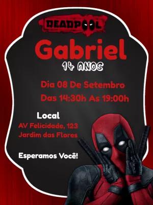 Convite de Aniversário Deadpool para Editar Online Grátis