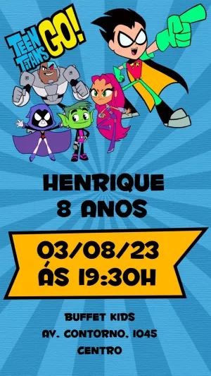Convite de Aniversário Jovens Titãs para Editar Online