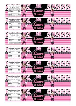 Rótulo de Garrafa Aniversário Minnie Mouse para Editar Online